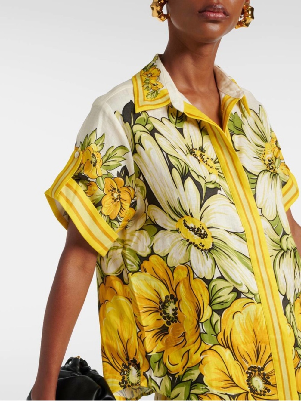 Alemais Gisela Flower-Print Linen Shirt